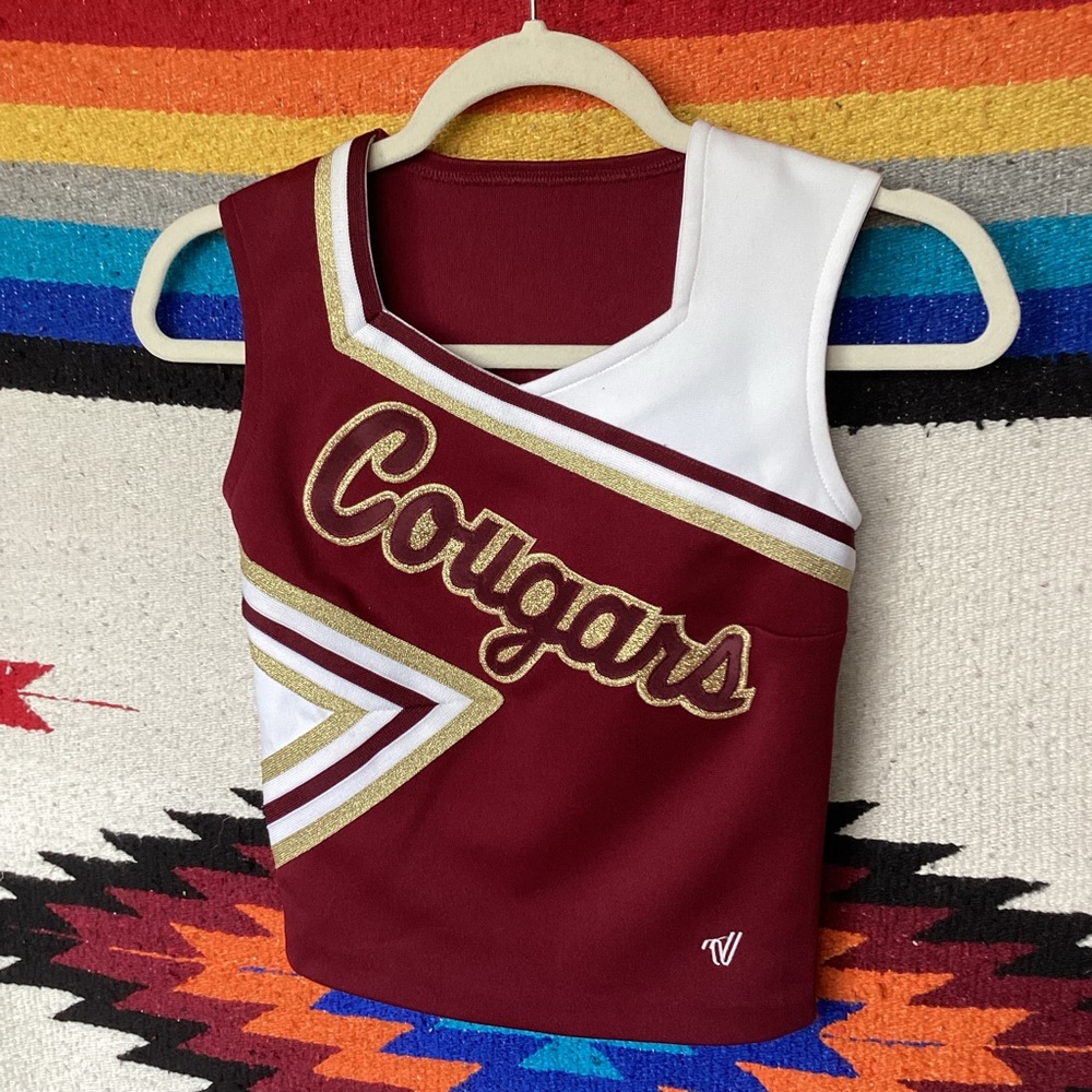 Vintage varsity women’s cheerleading uniform top cougars size 30+1 made in USA
